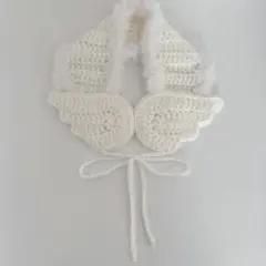 編み物 イヤーマフ 羽 ウィッシュコア 白