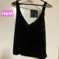 H&M ベロア ノースリーブ　ブラック Mサイズのサムネイル
