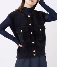 IENA 2023AW 金ボタンニットベスト ブラック 新品タグ付 定価1.8万