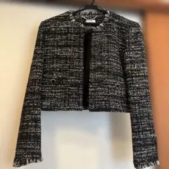 新品未使用MARELLA ツイードノーカラージャケット ブラック・ホワイト