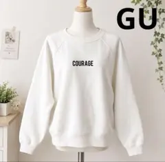 GU COURAGE ロゴプリント クルーネック スウェット ホワイトサイズS