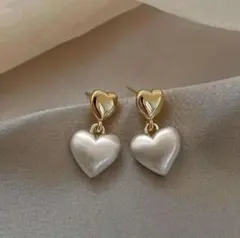【大人気!!】レディースハート型パールピアス ゴールドファッションおしゃれ