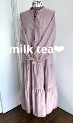 美品 ミルクティー マタニティ　ティアード ワンピース ローズ　妊婦　春　夏