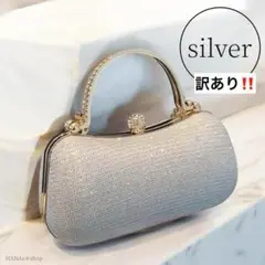 パーティーバッグ 結婚式 シルバー がま口 ラメ ドレス 2way 大容量 軽量
