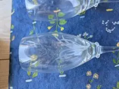 チェコスロバキア製エッチングシャンパングラス