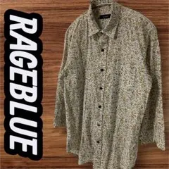 RAGEBLUE　五分袖シャツ　トップス　花柄　ボタニカル柄　メンズ　M　白　綿のサムネイル