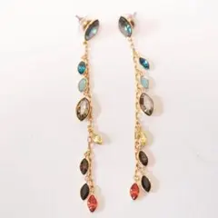スワロフスキー マルチカラー ロングピアス