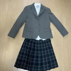 フォーマルスーツ グレー ジャケット ネイビー チェック柄スカート