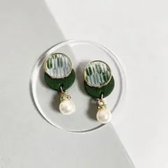 イヤリング パール アクセサリー レザー 和柄 ハンドメイド 栃木レザ