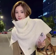 お値下げ ネックウォーマー マフラー ホワイト 白 韓国 ニット 冬 レディース
