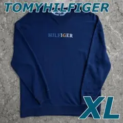 TOMMY HILFIGER ネイビー トレーナー スウェット ロゴ刺繍 XL