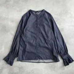 SLOBE IENA スローブイエナ バンドカラー デニムフリルブラウス
