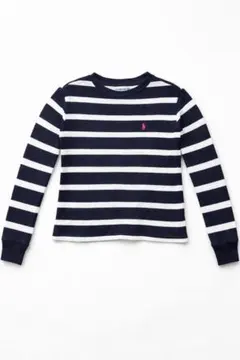 ラルフローレン ボーダー 長袖Tシャツ キッズ 130 ネイビー ロゴ 美品