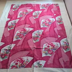 【未使用品】綿生地　掛け布団側　昭和レトロ　ブロード織　赤系古典花柄プリントのサムネイル