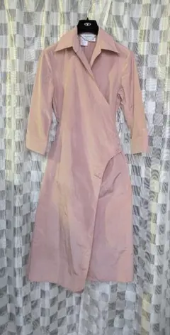 白タグMaxMaraシルクカシュクールワンピース　モーブピンク36