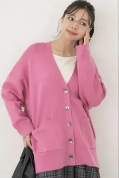 プラステ PLST ピンク カーディガン ロング 長袖 Vネックのサムネイル