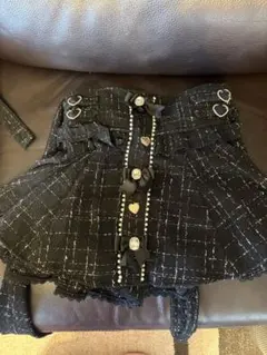 LIZLISA リズリサ ツイードサスペンダー付スカパン ブラック