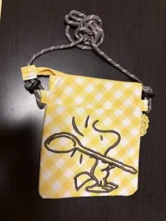 PEANUTS ウッドストック サコッシュ イエロー ギンガムチェック