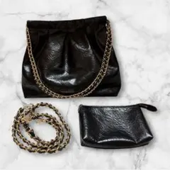 【美品】Duo ドゥオブレードチェーンハンドルホーボーバッグ