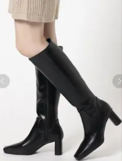 【新品】タグ、箱付きESPERANZAレザーロングブーツ スリムフィットブラック