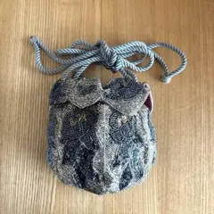 ヴィンテージ90 vintage　花柄　豪華装飾　巾着ビーズバッグ　昭和レトロ