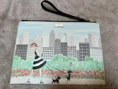 【美品】ケイトスペード ポーチ Pouch 犬＆花柄 シティガールデザイン