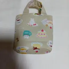 トートバッグミニ　cafe柄　ベージュ