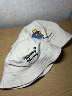 プーさん刺繍入りホワイト帽子 フリーサイズ