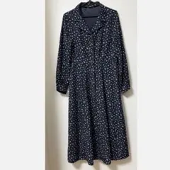 ハニーズ GLACIER ネイビー 花柄 長袖シャツワンピース 大人可愛い