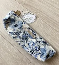 布製ペンケース　ブルー系花柄