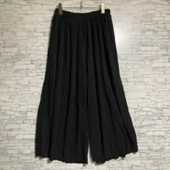 プリーツパンツ　ワイドパンツ イージーパンツ ブラック L 長ズボン　レディース