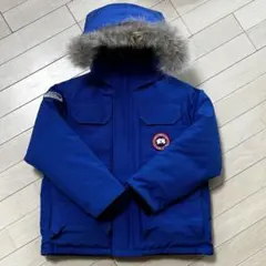 極美品　カナダグース　キッズ　ダウンコート　130 青　リアルファー付き