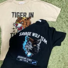ZARA タイガー＆ウルフ スパンコールデザインTシャツ2枚セット