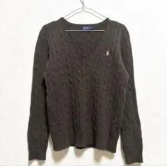 POLO RALPH LAUREN カシミヤ混 ケーブルニット M ブラウン