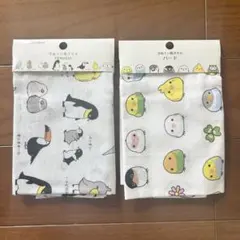 新品　鳥柄手ぬぐい 2枚　インコ　オカメ　文鳥