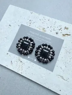 サージカルステンレス⭐︎モノトーンカラーのビーズ刺繍ピアス