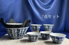 有田焼　南山窯　中鉢　丼　小鉢　7点セット　薄い傷有り。のサムネイル