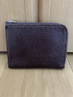 ハンドメイド　ダークブラウン 本革　L字ファスナーミニ財布