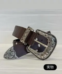 新色ウエスタンベルト/スタッズ/PUレザー/コーヒーブラウン/y2k/アメカジ