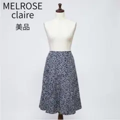 美品 日本製 MELROSE claire ドット柄フレアスカート 黒2 M相当のサムネイル
