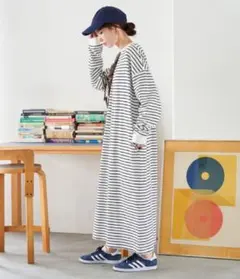 限定展開　USAコットン ビッグ シルエット ロングスリーブ ワンピース