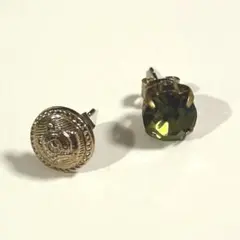 ルクール　ピアス　小ぶり　グリーン　ボタンデザイン