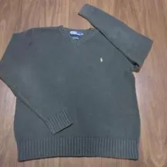 300円オークション❗Polo Ralph Lauren Vネックセーター 灰