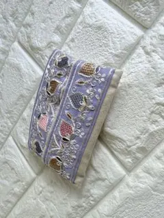 【GW特別価格】インド刺繍 ポケットティッシュケース④