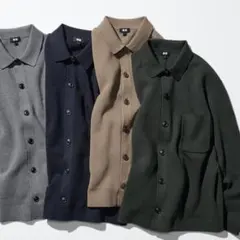 UNIQLO ミラノリブ シャツ カーディガン M グレー ユニクロ