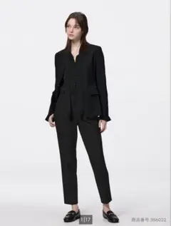 GU ウォッシャブルテーパードパンツ ブラック S