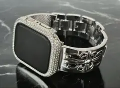 銀◎AppleWatchバンド ステンレスベルト アップルウォッチ画面保護カバー