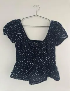 HOLLISTER ネイビー 水玉模様 トップス XS