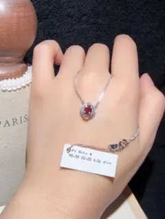 【美品質】Pt9001粒ルビー 0.56ct ダイヤモンド プラチナ ネックレスのサムネイル