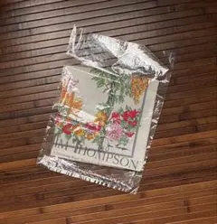 ジムトンプソン　シルクフラワーハンカチ　未使用　袋付き　ミニスカーフ　タイシルク